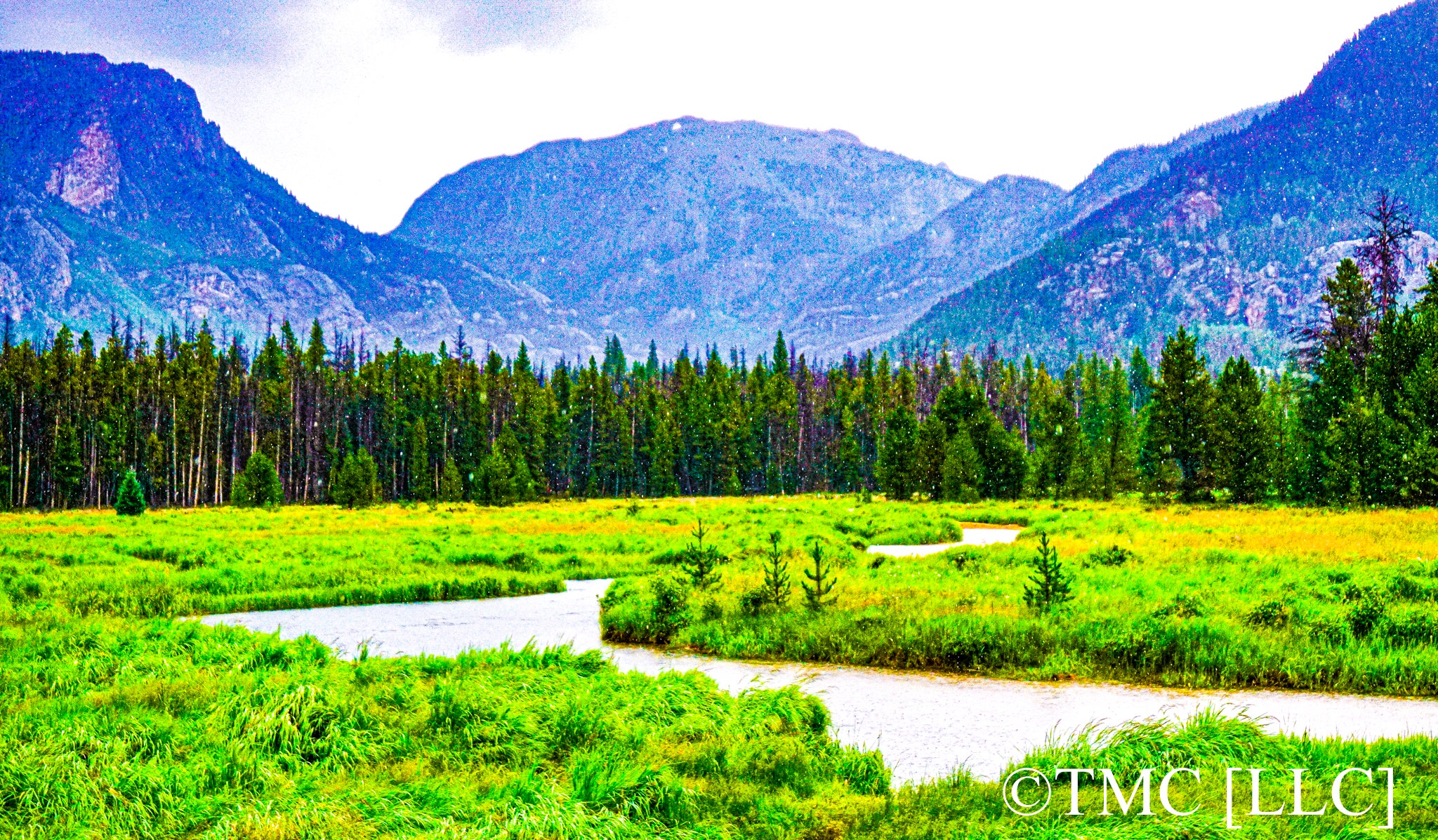 "Winding River Straight Through a Rocky Mountain Valley" [2017]