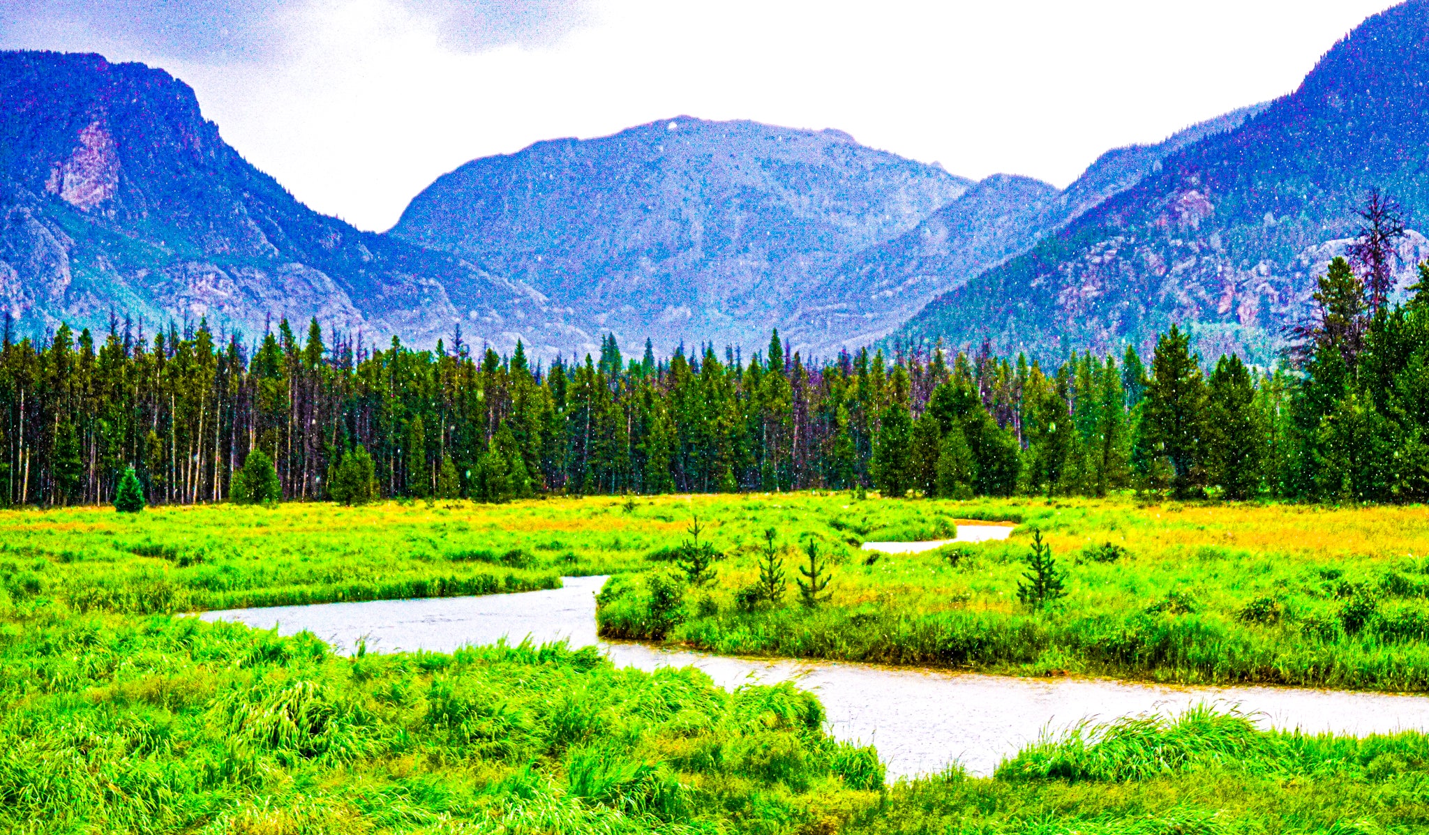 "Winding River Straight Through a Rocky Mountain Valley" [2017]