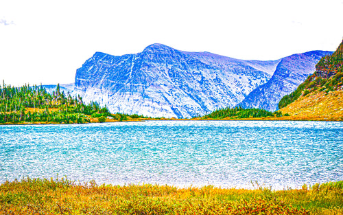 This image captures the glacial feel with this ice-cold pond filled from melted alpine snow and occasional rain as well as the frosty mountain range in the background. This image was taken around 9,500 ft.
